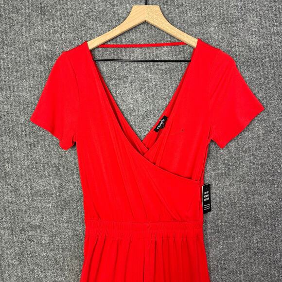NWT Express Jumpsuit Faux Wrap Straight Leg Stretch Romper Women’s Sz XS - Picture 3 of 7